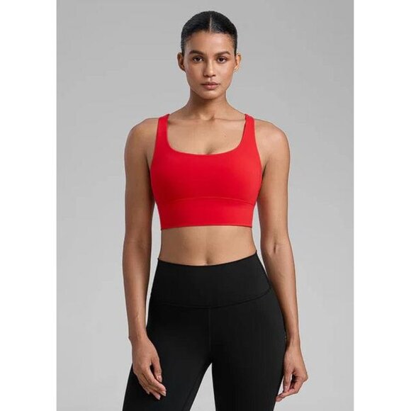 CRZ YOGA Women's Nakedfeel Longline Criss Cross Back Bra Size XS In Deep Red - Picture 2 of 8